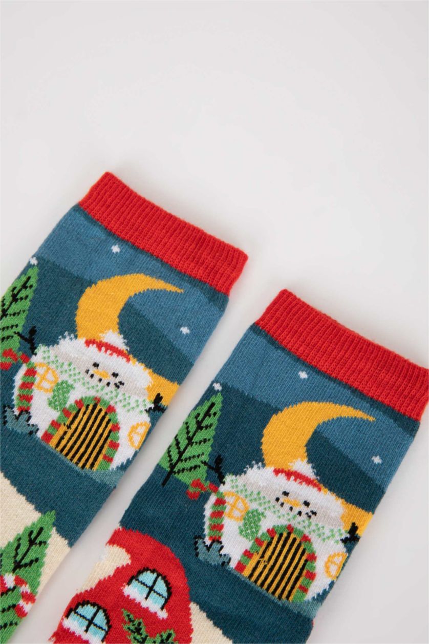 Erkek Çocuk - Genç Erkek Karma Erkek Çocuk Yılbaşı Temalı Pamuklu Uzun Çorap