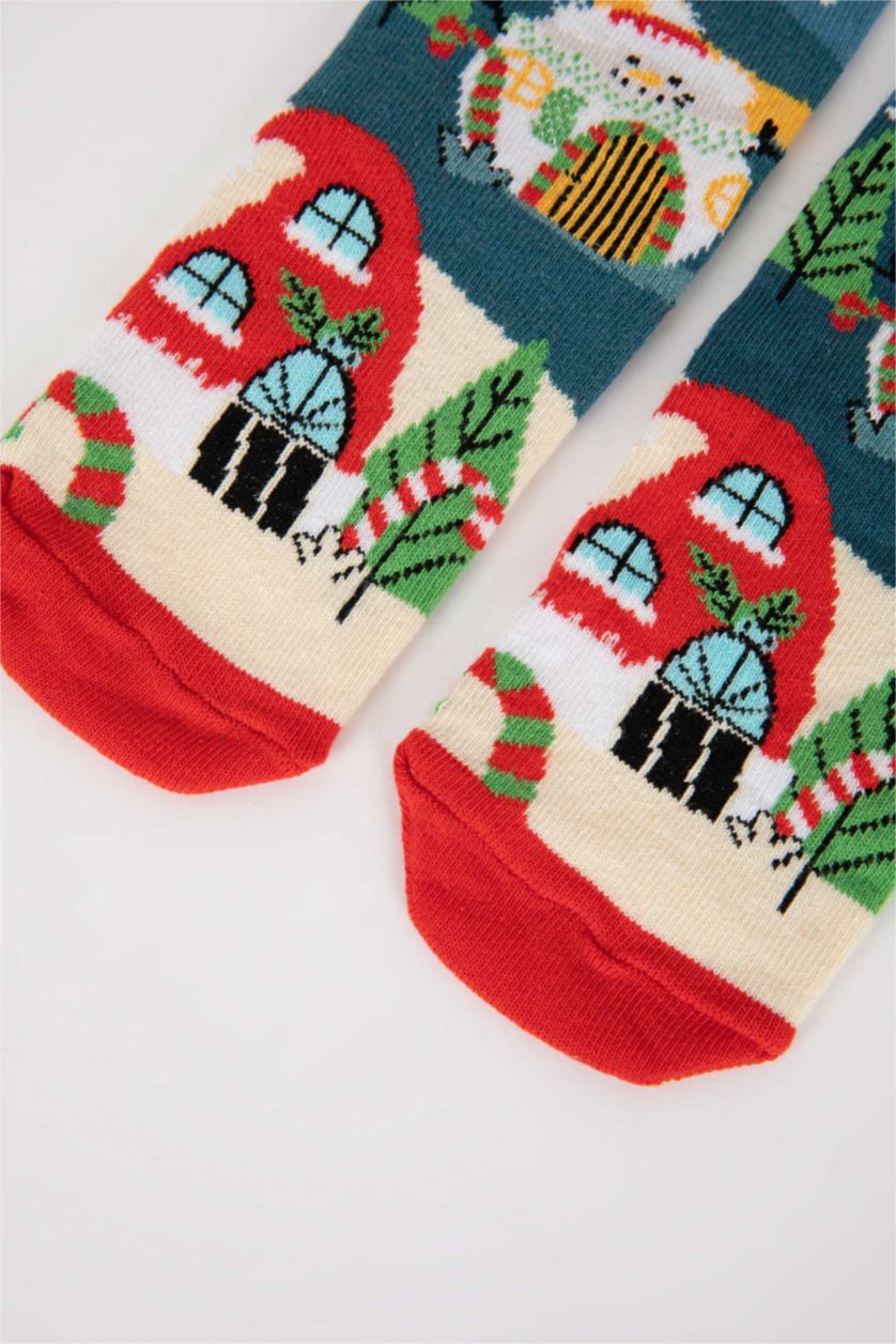 Erkek Çocuk - Genç Erkek Karma Erkek Çocuk Yılbaşı Temalı Pamuklu Uzun Çorap