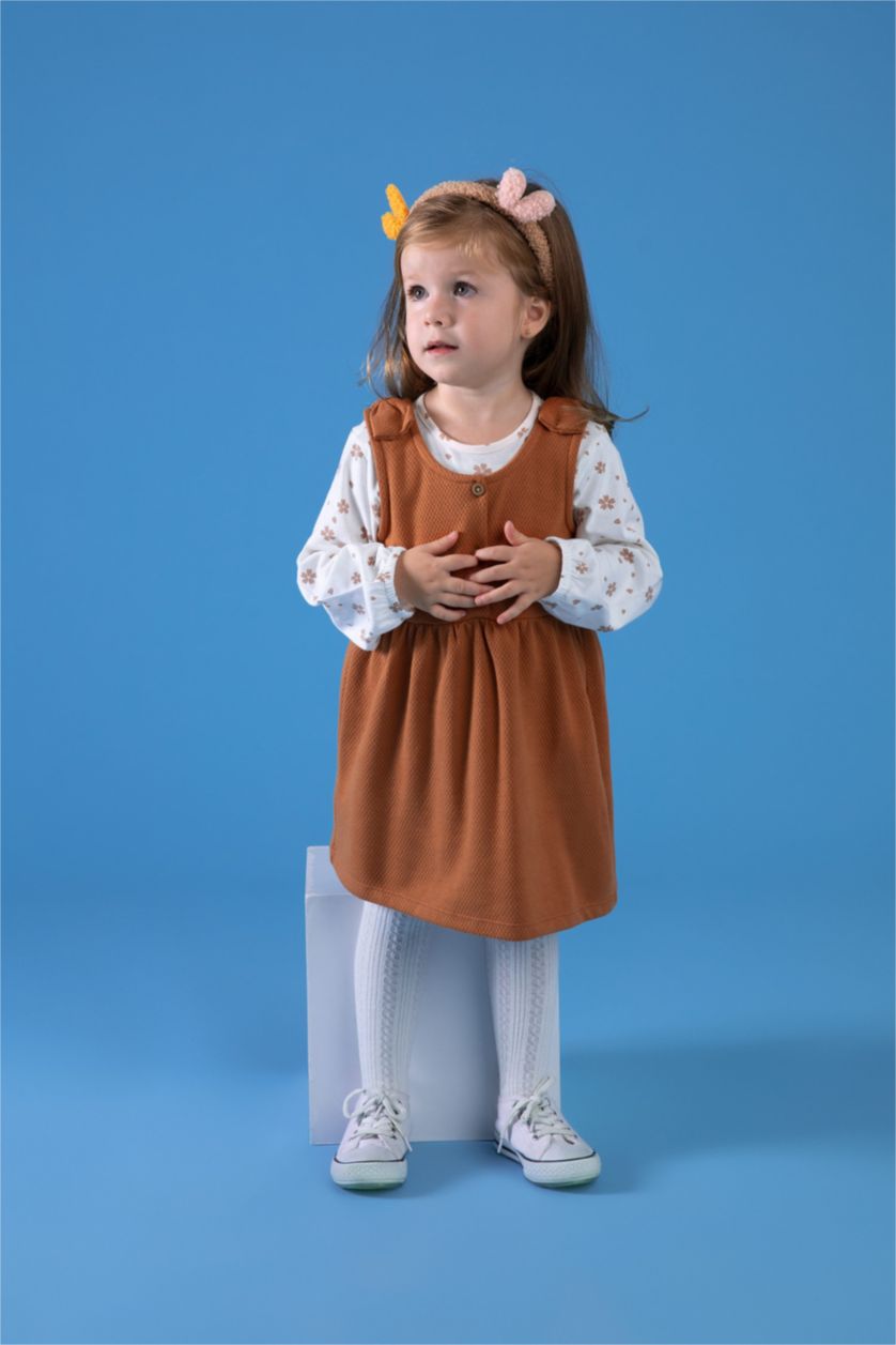 BABY GIRL Orange طقم قصة عادية