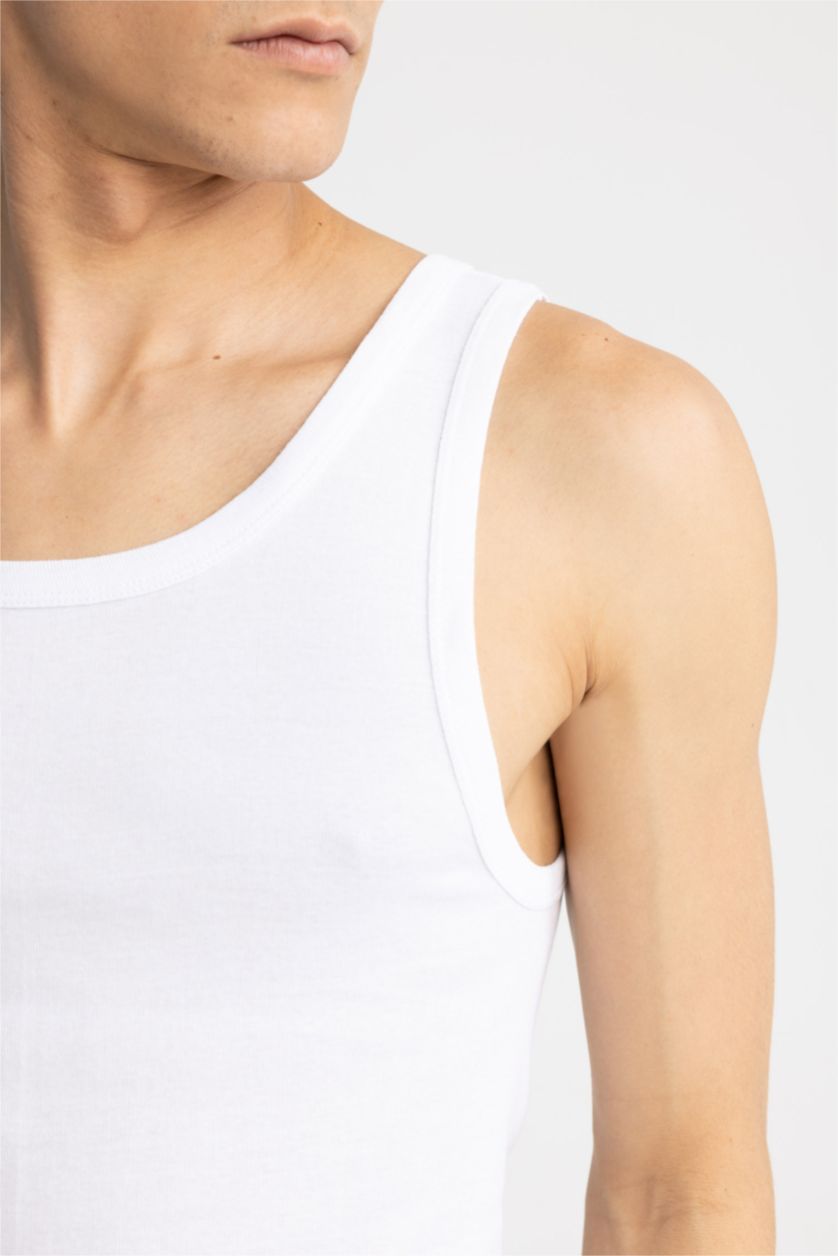 MAN White تانك توب مضلع سليم فيت