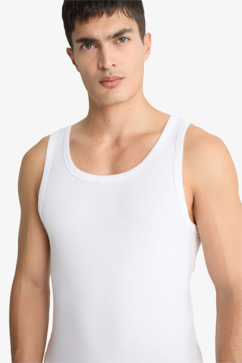 MAN White Slim Fit Ribana 2 piece Tank Top