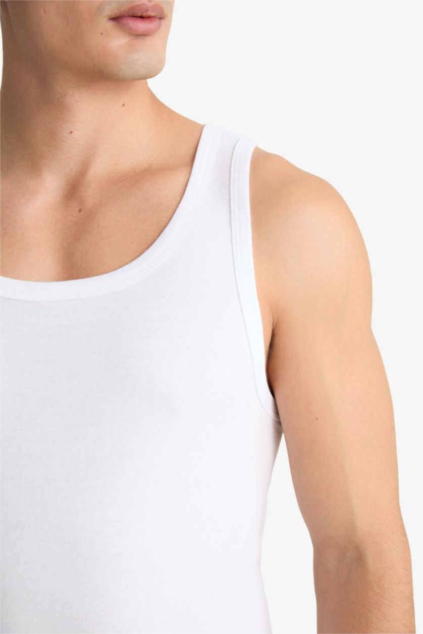 MAN White Slim Fit Ribana 2 piece Tank Top