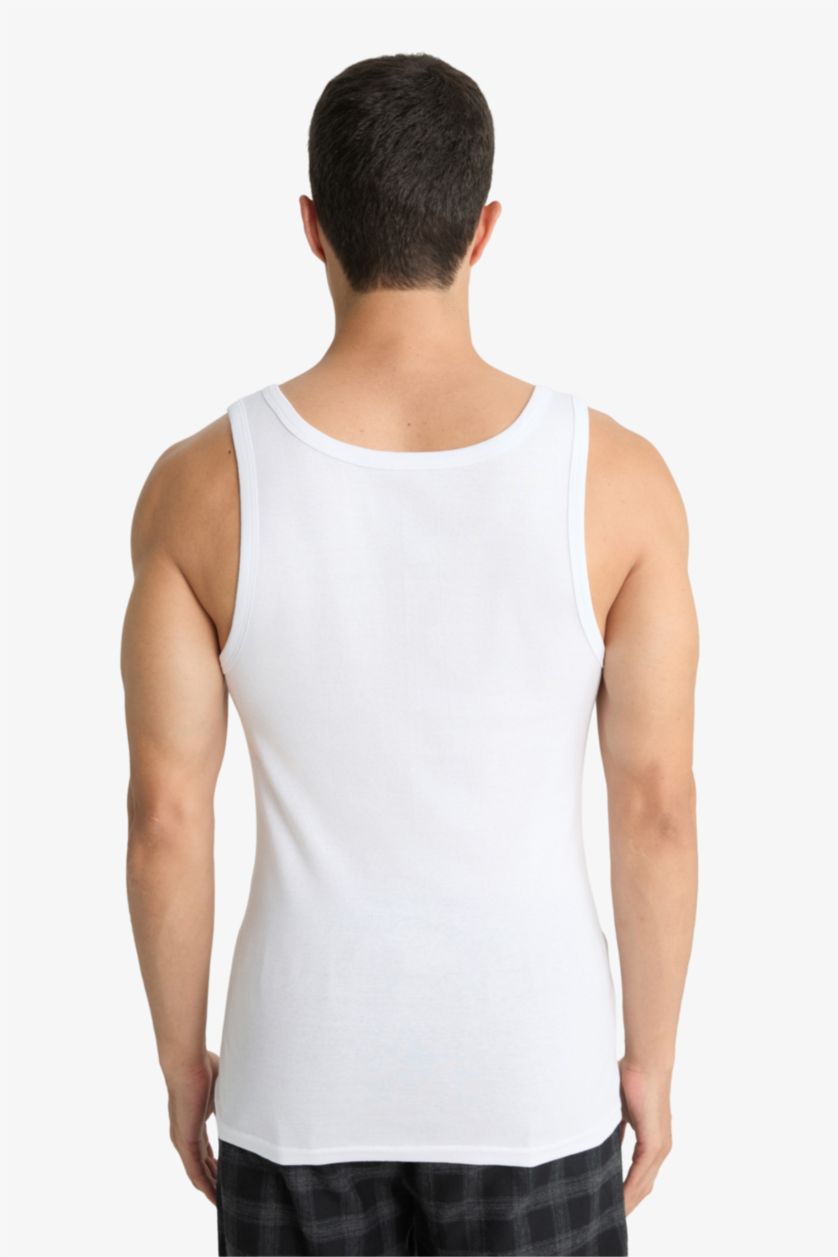 MAN White Slim Fit Ribana 2 piece Tank Top