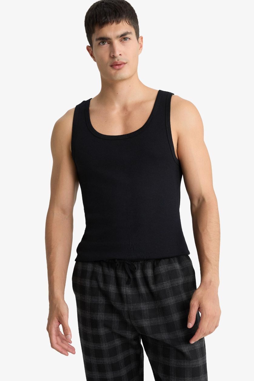 MAN Black Slim Fit Ribana 2 piece Tank Top