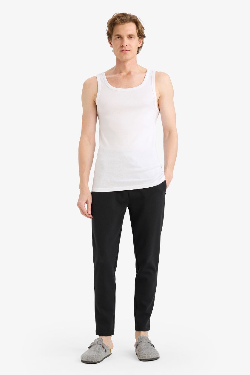 MAN White Slim Fit Ribana 2 piece Tank Top