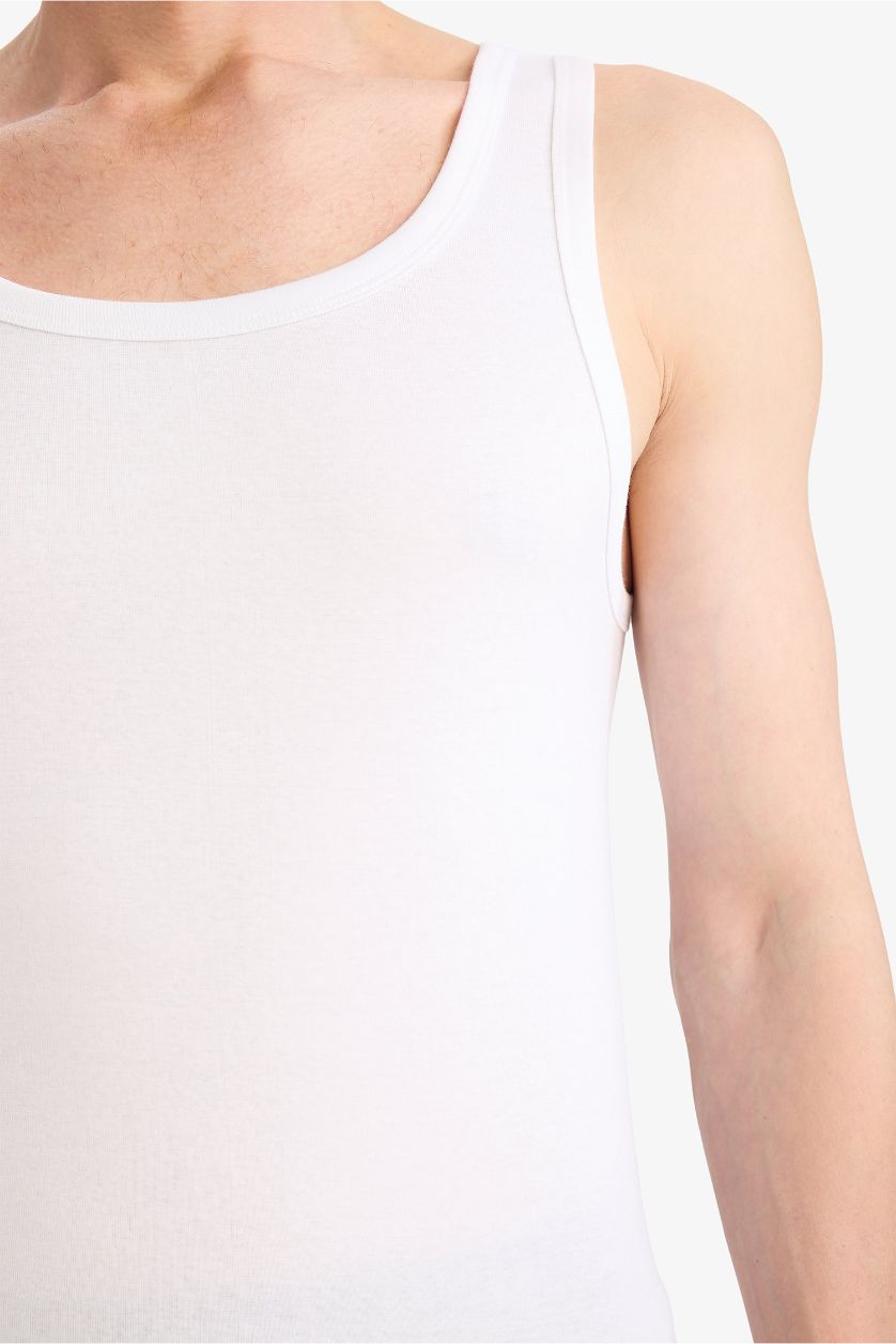 MAN White Slim Fit Ribana 2 piece Tank Top
