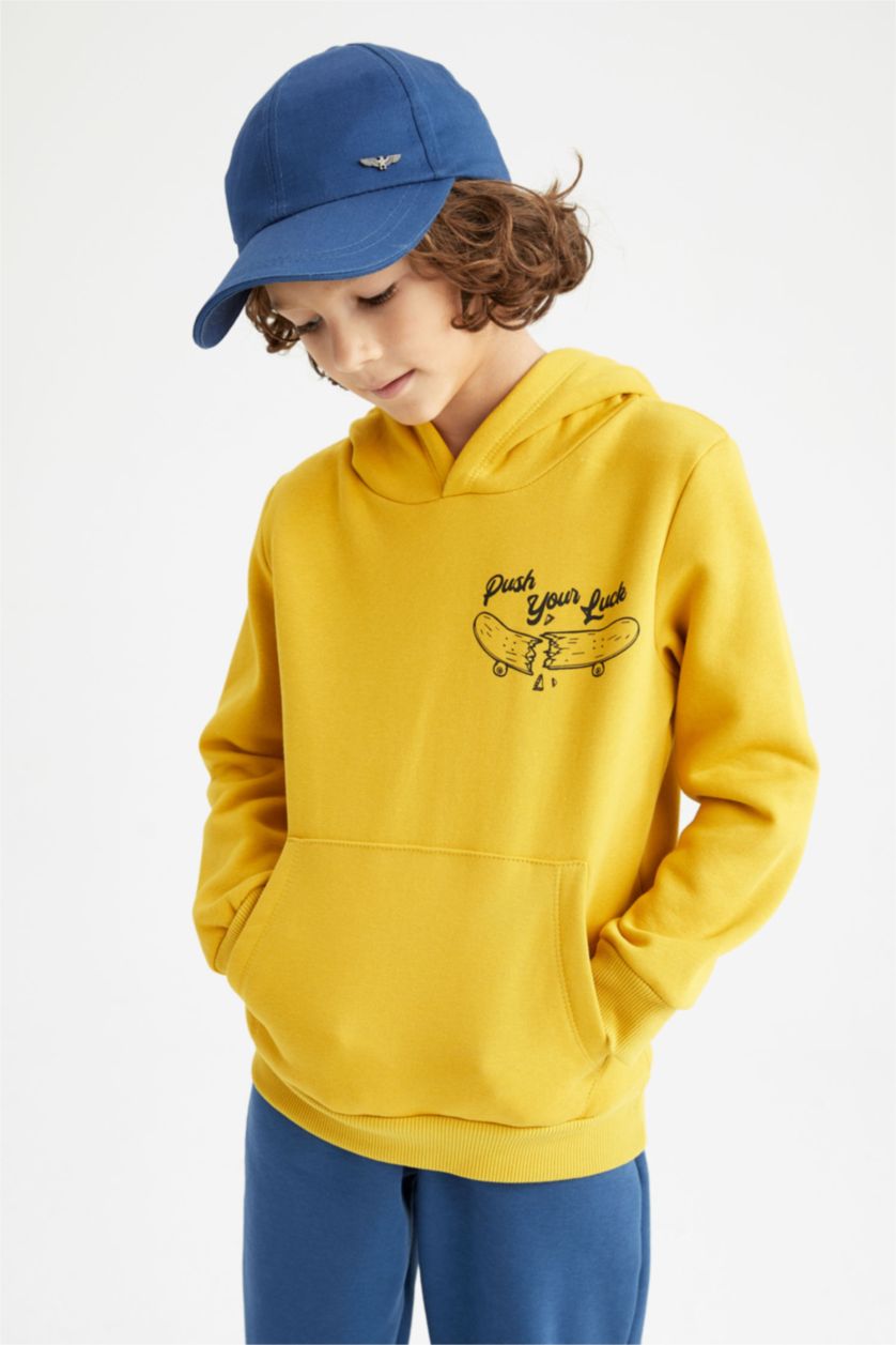 أولادي أصفر سويت شيرت ولادي بغطاء رأس