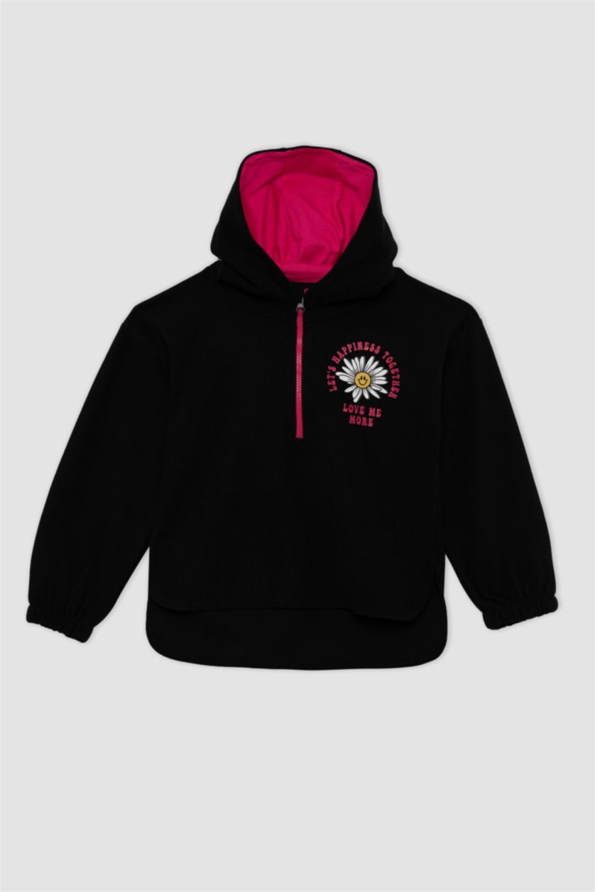 Kız Çocuk - Genç Kız Siyah Kız Çocuk Baskılı Sweatshirt Eşofman Altı 2'li Takım