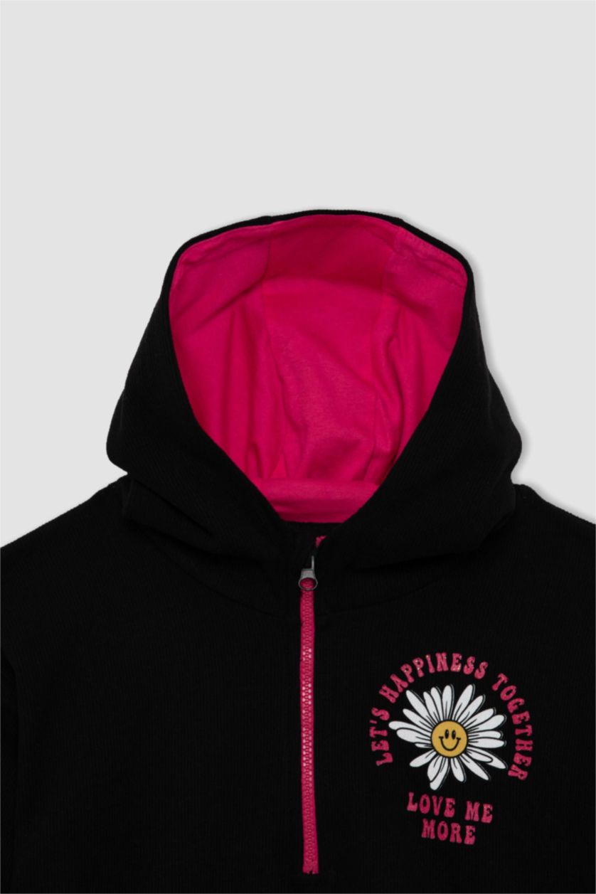 Kız Çocuk - Genç Kız Siyah Kız Çocuk Baskılı Sweatshirt Eşofman Altı 2'li Takım