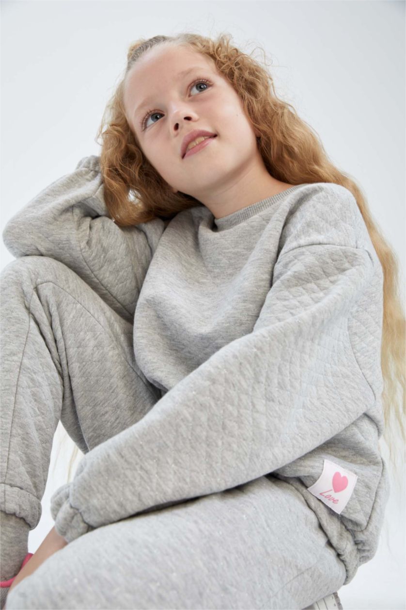 GIRLS & TEENS Light Grey Melange طقم قصة عادية