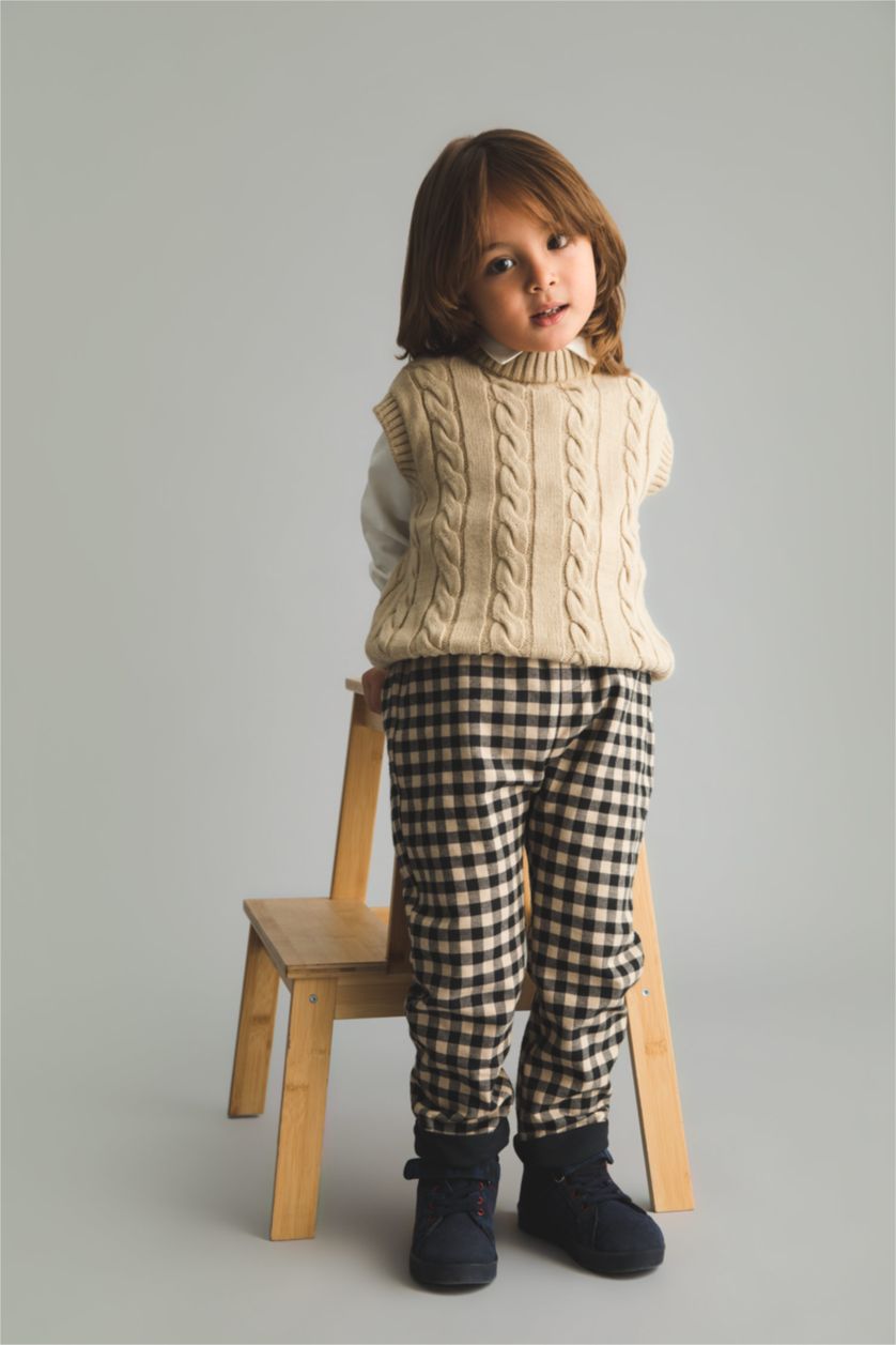 Малыши мальчики Верблюжья шерсть Брюки стандартного кроя в клетку для малышей мальчиков