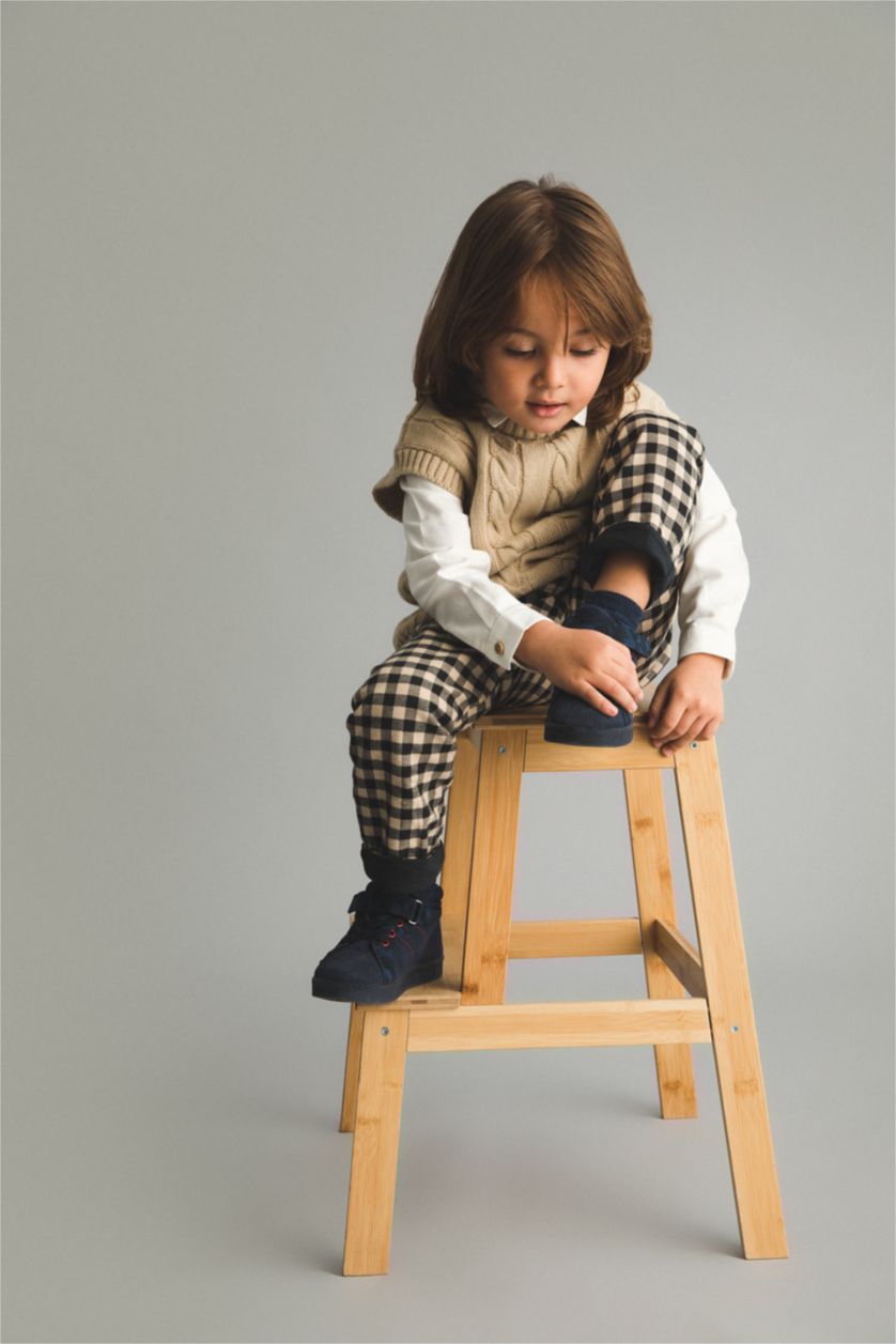 Малыши мальчики Верблюжья шерсть Брюки стандартного кроя в клетку для малышей мальчиков