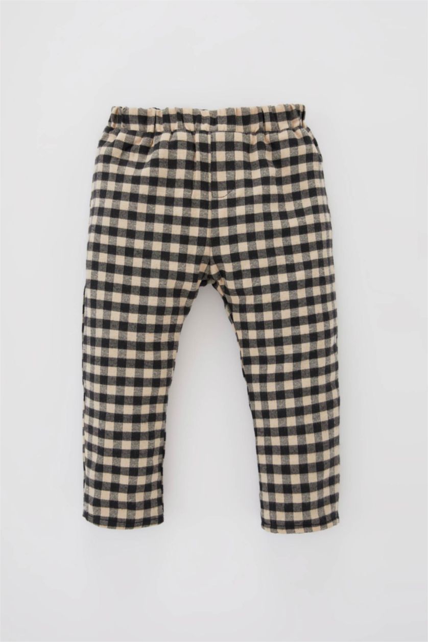 Малыши мальчики Верблюжья шерсть Брюки стандартного кроя в клетку для малышей мальчиков