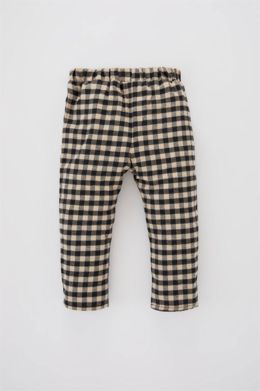 Малыши мальчики Верблюжья шерсть Брюки стандартного кроя в клетку для малышей мальчиков