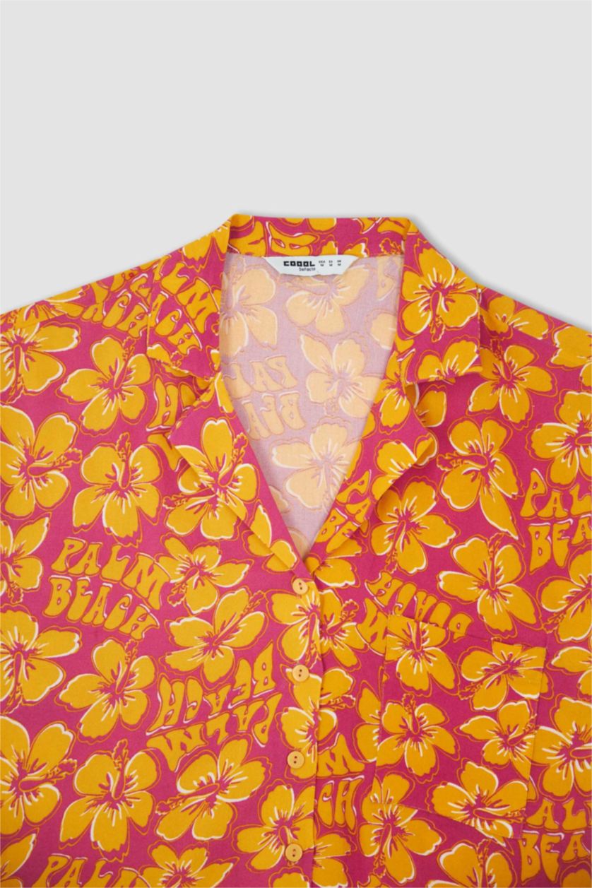 FEMME Orange Chemise à manches courtes et col pyjama coupe décontractée