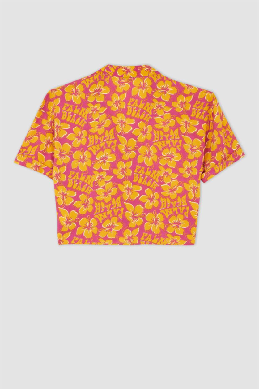 FEMME Orange Chemise à manches courtes et col pyjama coupe décontractée