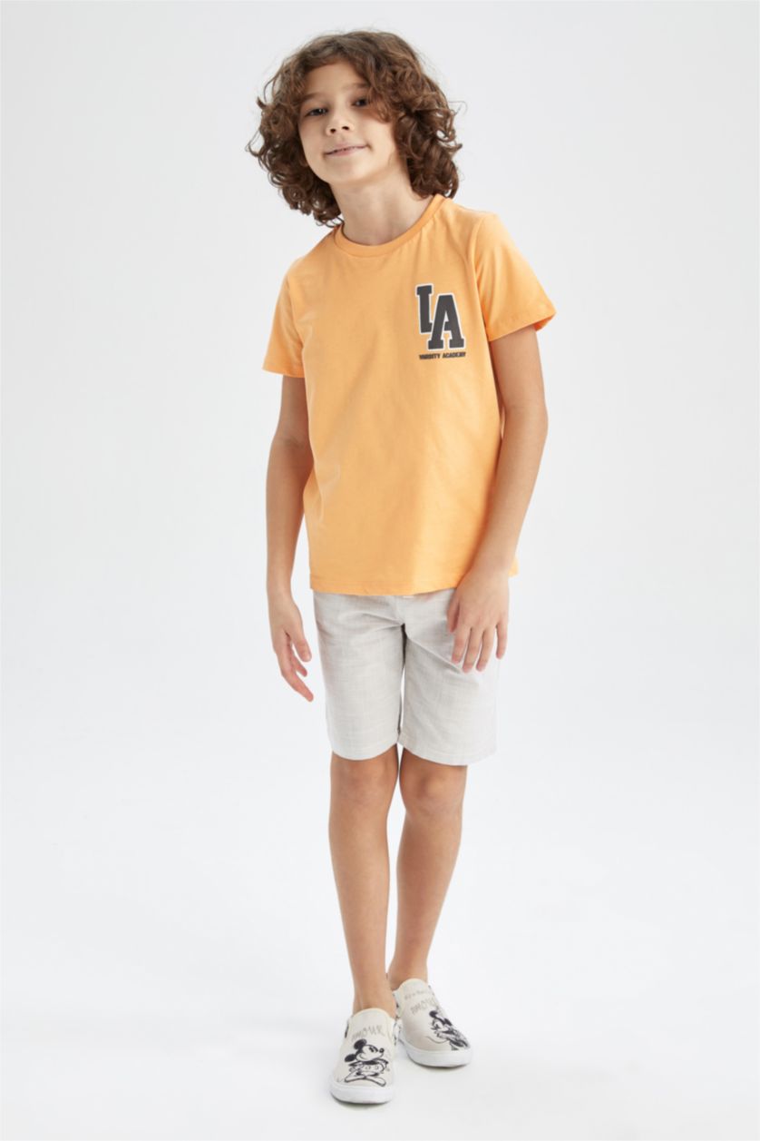 BOYS & TEENS Salmon Boy's Crew Neck Printed Back Short Sleeve T-Shirt
