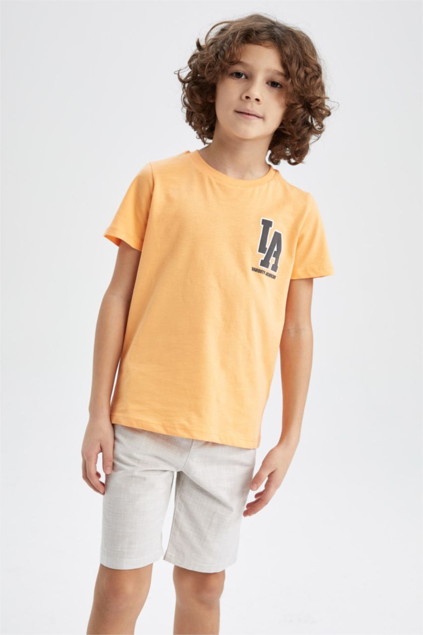 BOYS & TEENS Salmon Boy's Crew Neck Printed Back Short Sleeve T-Shirt