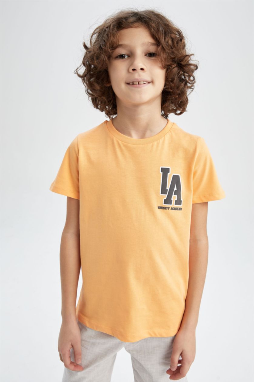 BOYS & TEENS Salmon Boy's Crew Neck Printed Back Short Sleeve T-Shirt