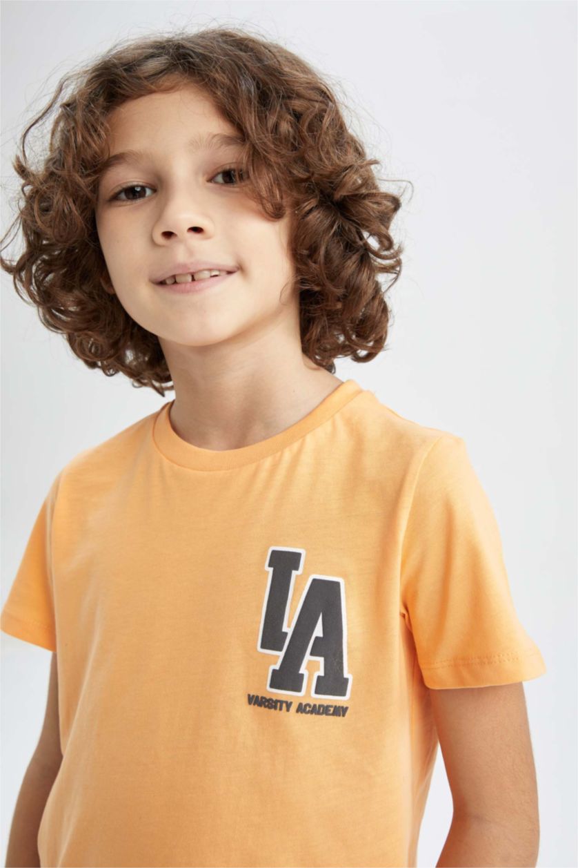 BOYS & TEENS Salmon Boy's Crew Neck Printed Back Short Sleeve T-Shirt