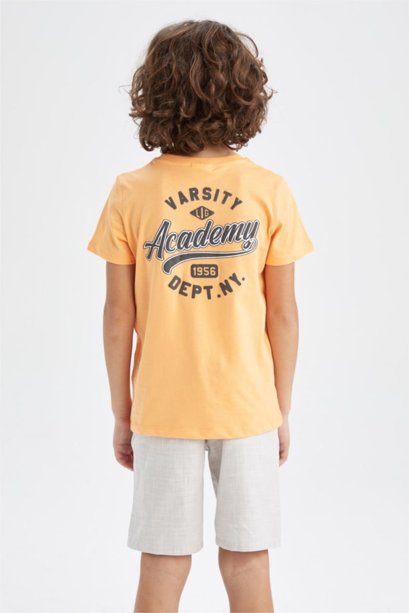 BOYS & TEENS Salmon Boy's Crew Neck Printed Back Short Sleeve T-Shirt