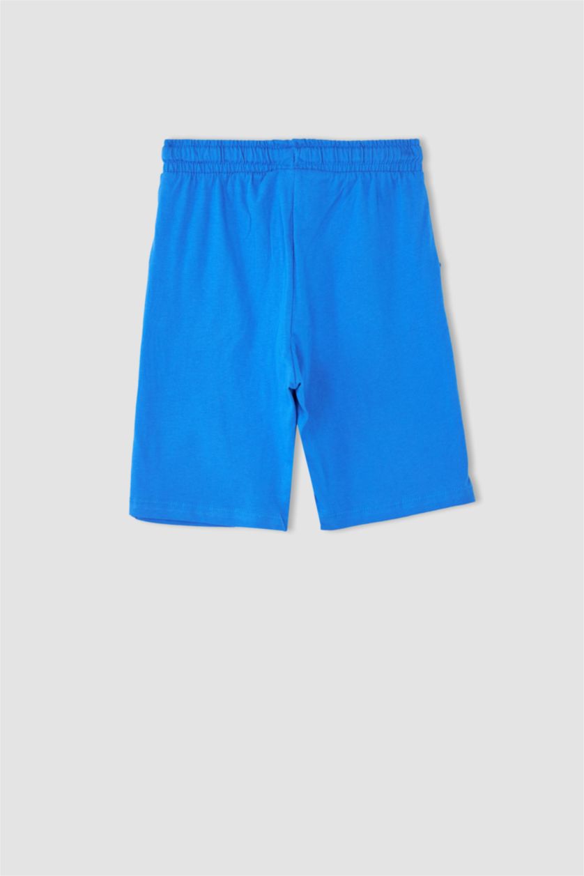 أولاد أبيض طقم ولادي شورت وتي شيرت مطبوع  - قطعتين