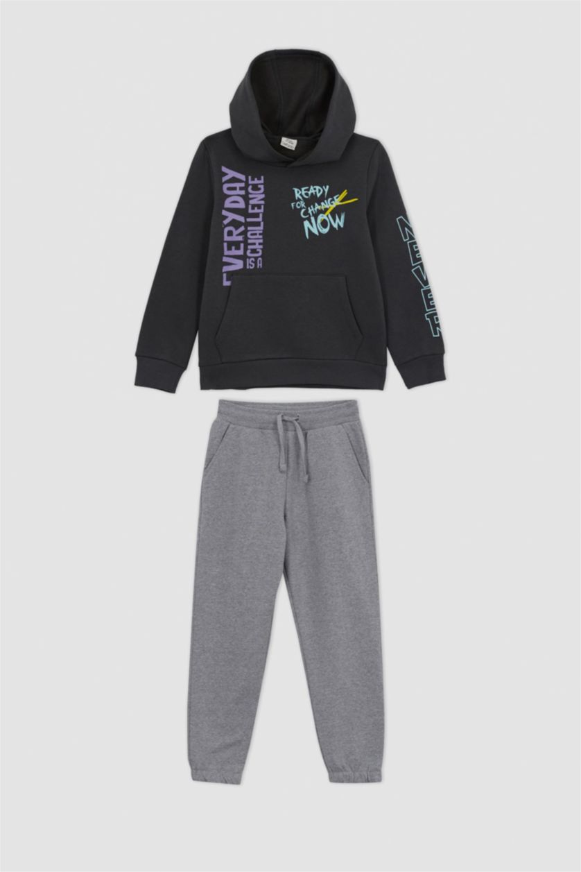 أولاد أنثرا طقم ولادي بغطاء للرأس مطبوع - قطعتين