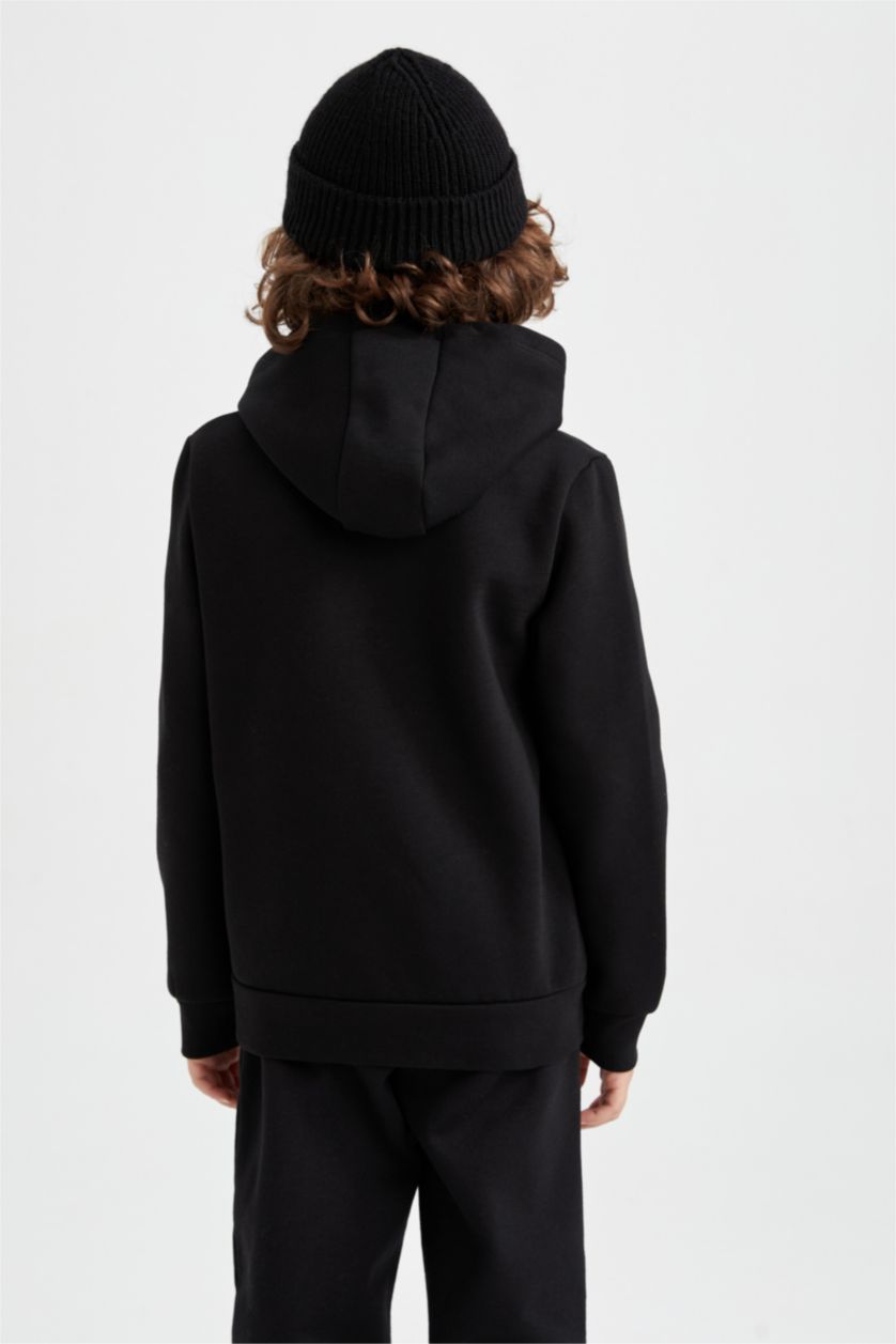 أولاد أسود طقم ولادي قصة عادية كم طويل بغطاء للرأس - قطعتين معاد تدويره