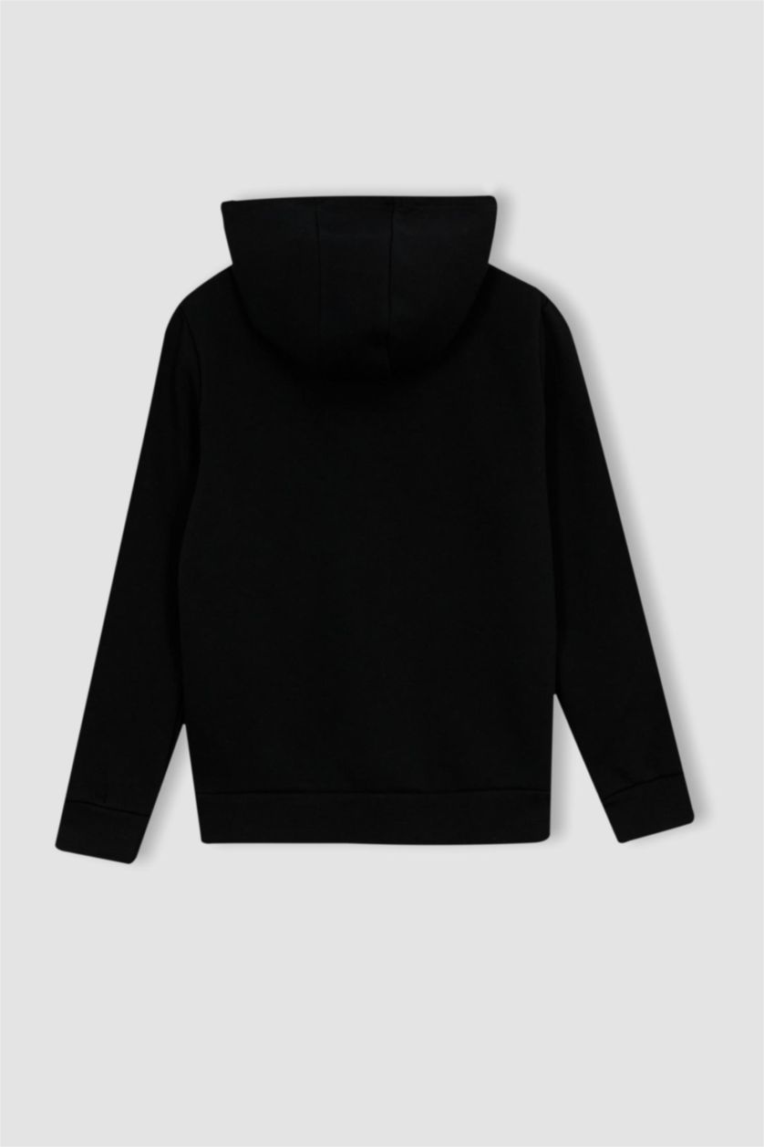 أولاد أسود طقم ولادي قصة عادية كم طويل بغطاء للرأس - قطعتين معاد تدويره