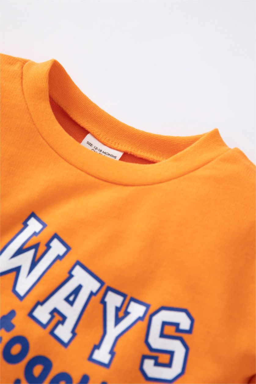 BABY GIRL Orange Baby Girl Printed Crew Neck Sweatshirt