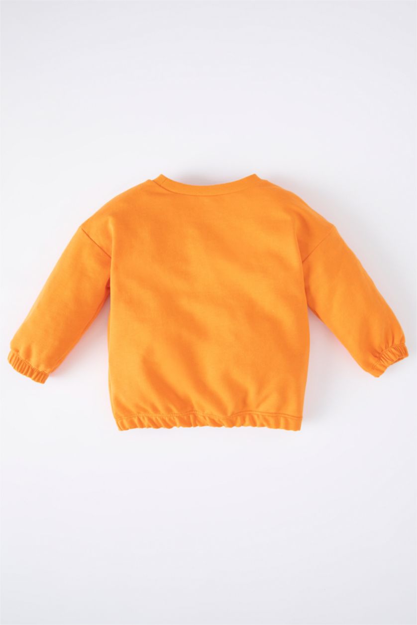 BABY GIRL Orange Baby Girl Printed Crew Neck Sweatshirt