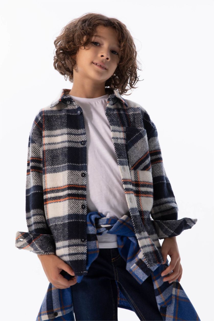 GARÇONS Marin Chemises à manches longues Flanelle Col Polo Garçon