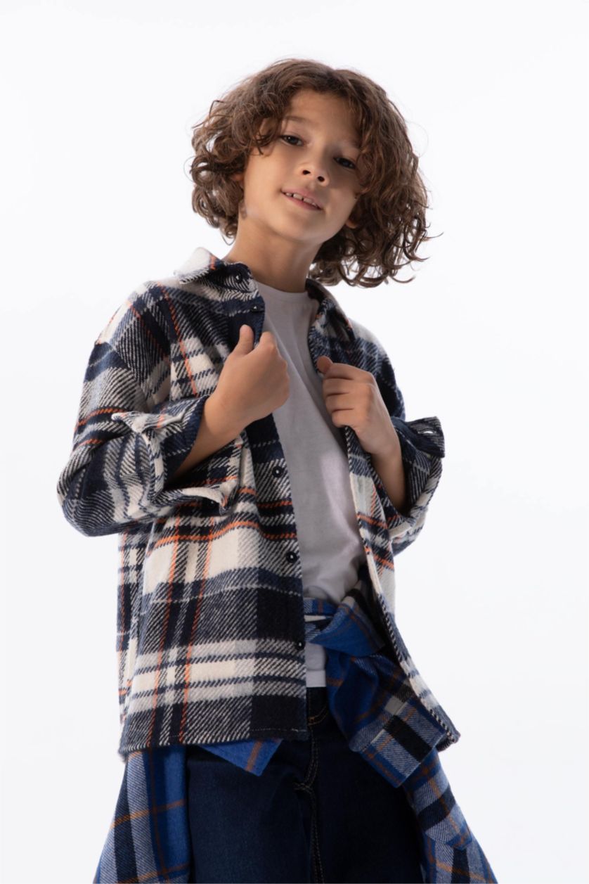 GARÇONS Marin Chemises à manches longues Flanelle Col Polo Garçon