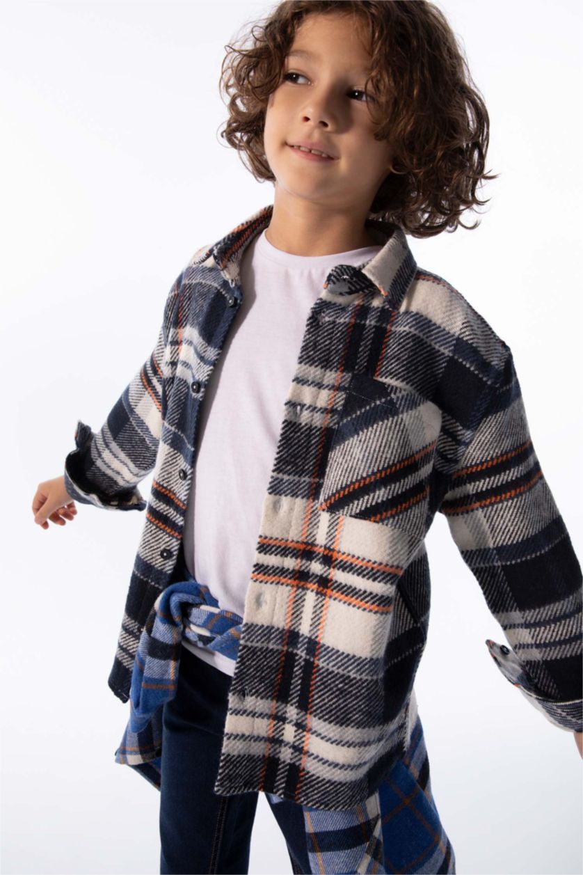 GARÇONS Marin Chemises à manches longues Flanelle Col Polo Garçon