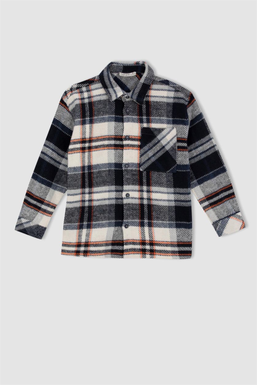 GARÇONS Marin Chemises à manches longues Flanelle Col Polo Garçon