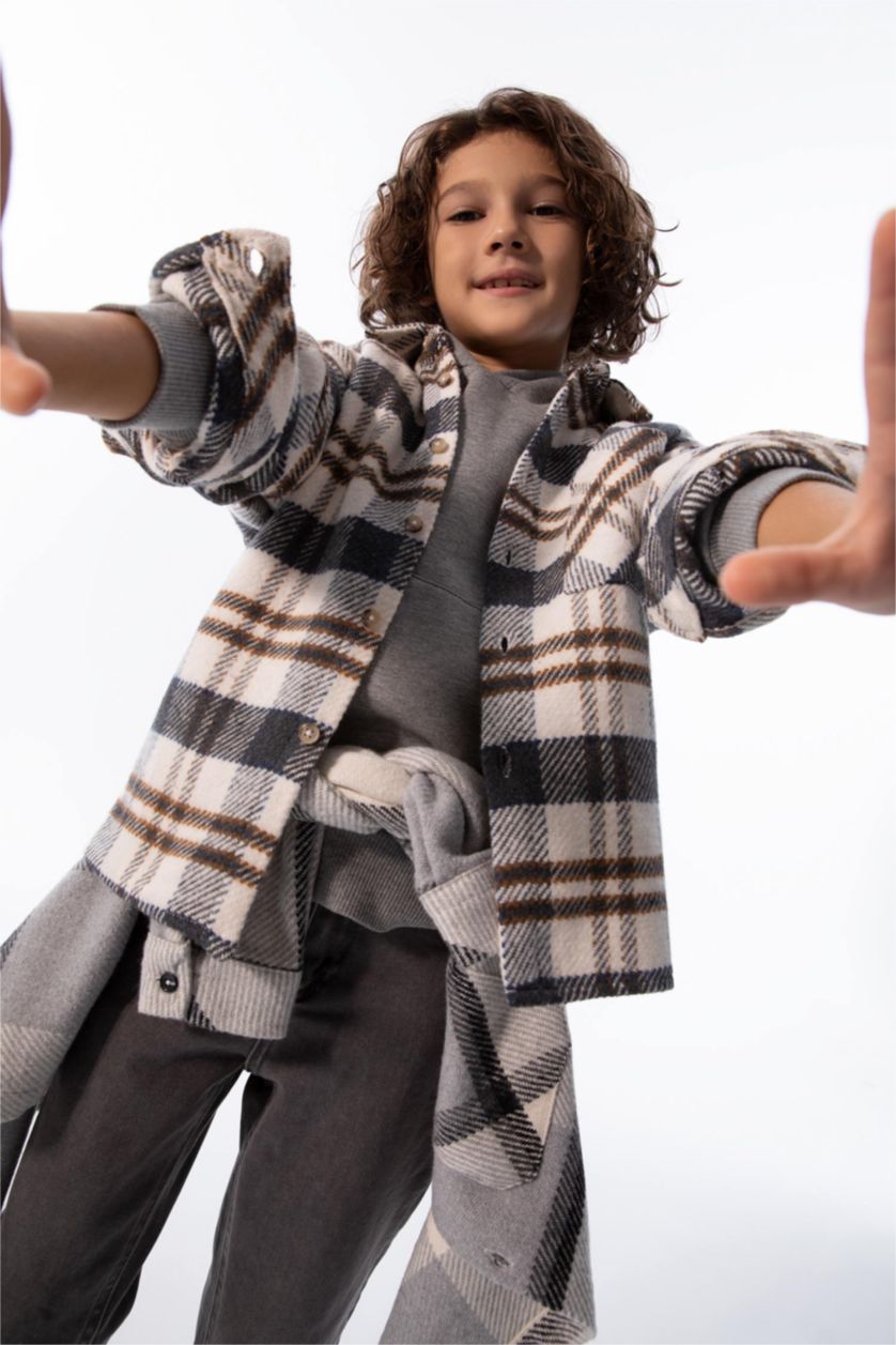 GARÇONS Gris Clair Chemises à manches longues Flanelle Col Polo Garçon