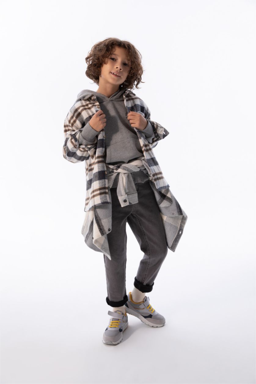 GARÇONS Gris Clair Chemises à manches longues Flanelle Col Polo Garçon