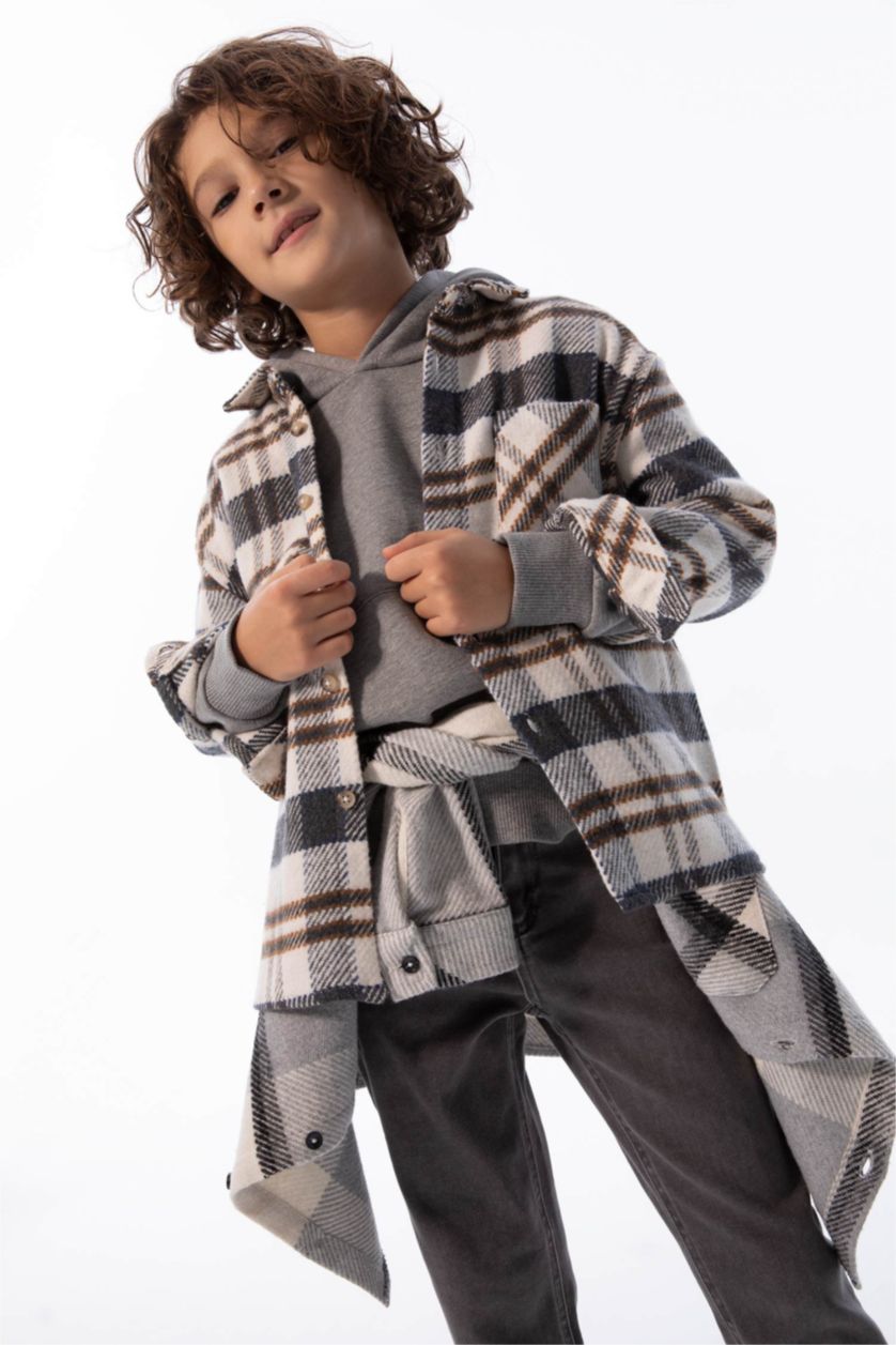 GARÇONS Gris Clair Chemises à manches longues Flanelle Col Polo Garçon