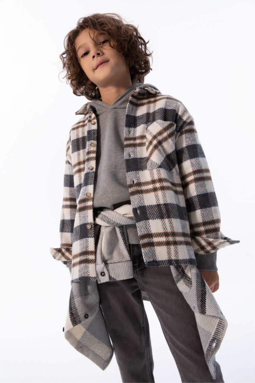 GARÇONS Gris Clair Chemises à manches longues Flanelle Col Polo Garçon