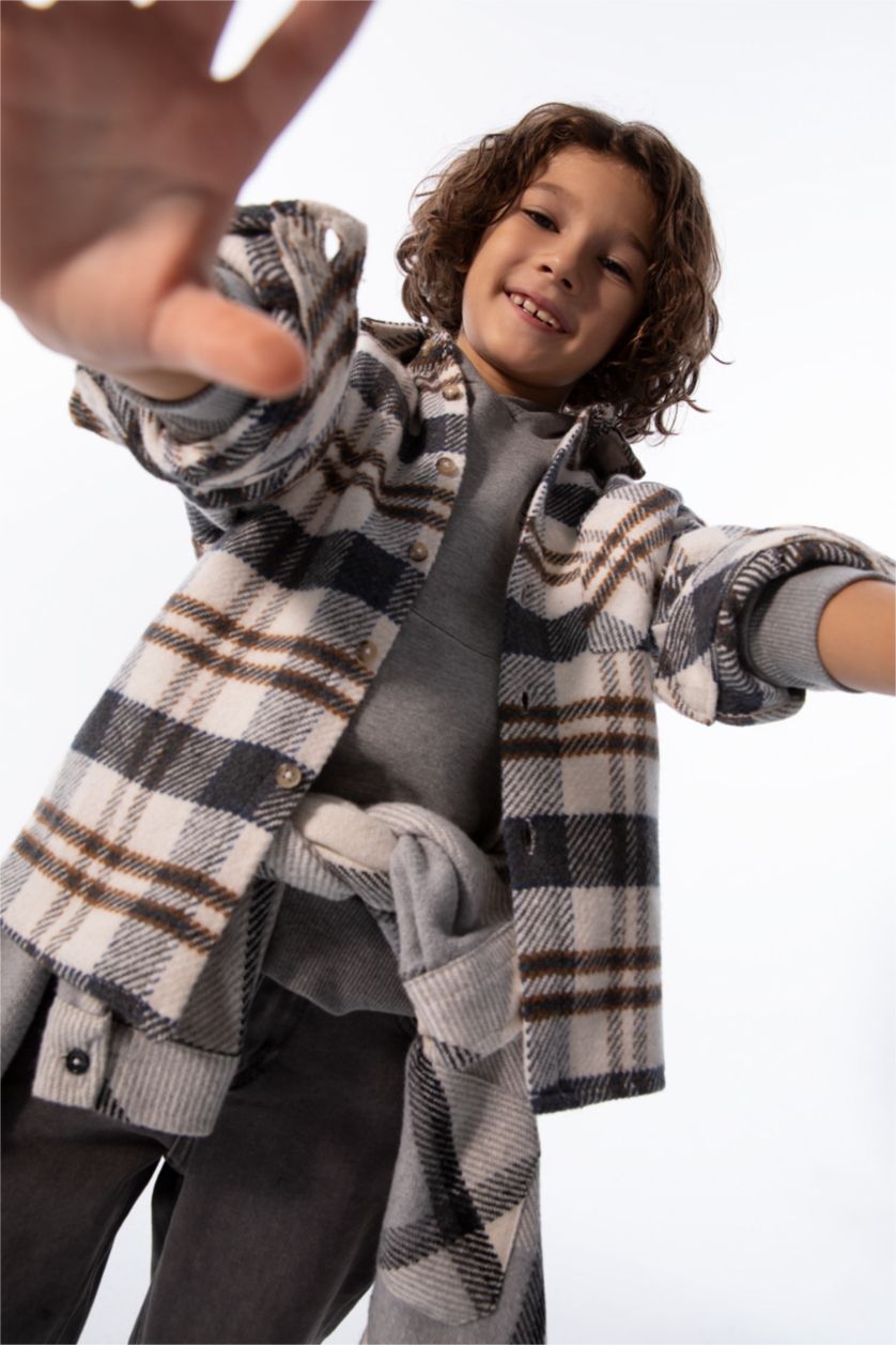 GARÇONS Gris Clair Chemises à manches longues Flanelle Col Polo Garçon