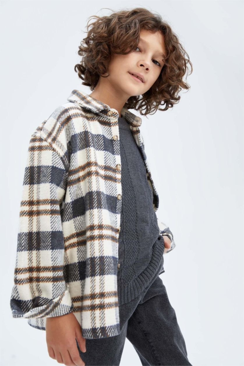 GARÇONS Gris Clair Chemises à manches longues Flanelle Col Polo Garçon