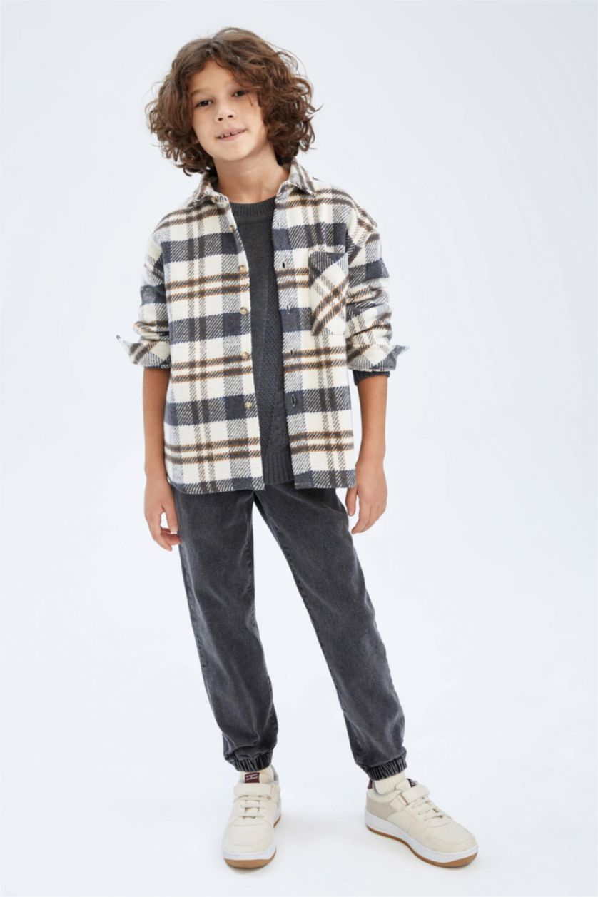 GARÇONS Gris Clair Chemises à manches longues Flanelle Col Polo Garçon