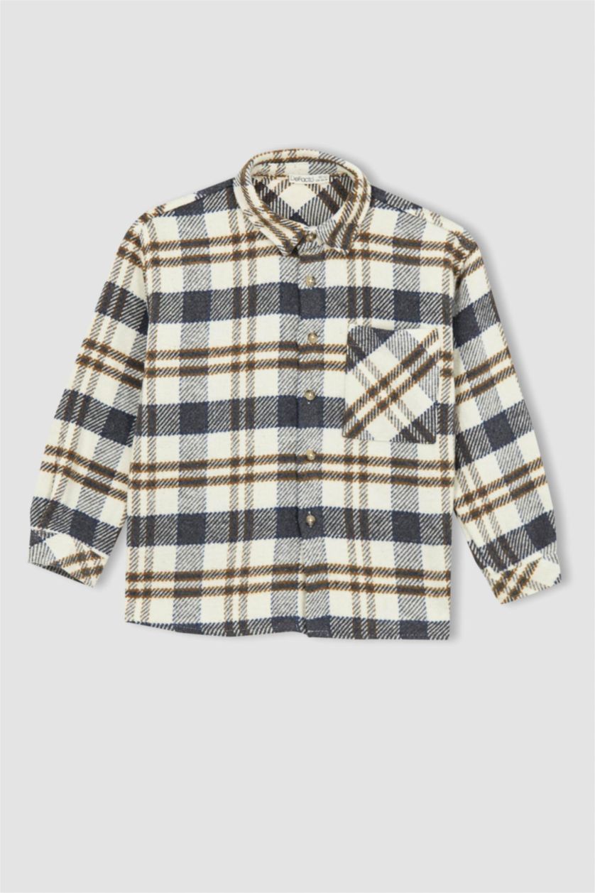 GARÇONS Gris Clair Chemises à manches longues Flanelle Col Polo Garçon