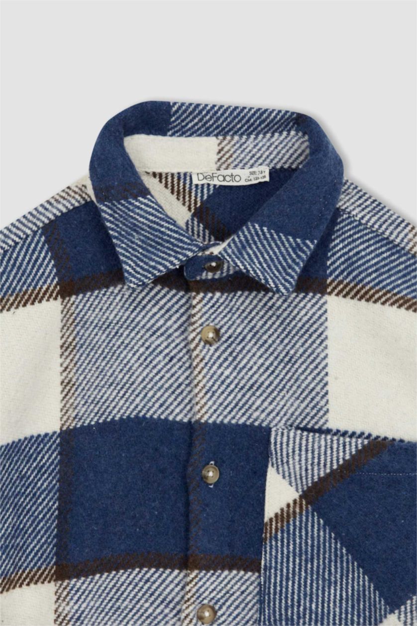 GARÇONS Marin Chemise À Manches Longues En Flanelle À Col Polo Coupe Oversize Pour Garçon