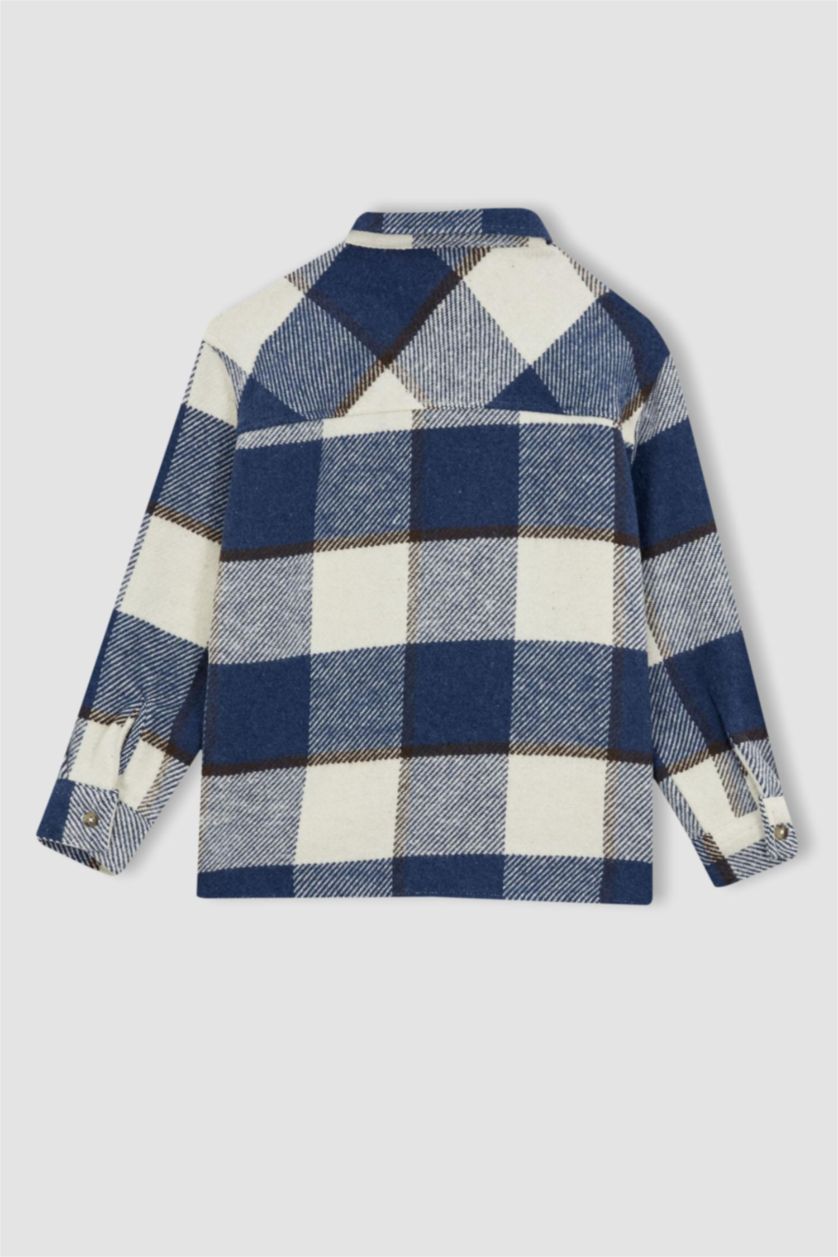 GARÇONS Marin Chemise À Manches Longues En Flanelle À Col Polo Coupe Oversize Pour Garçon