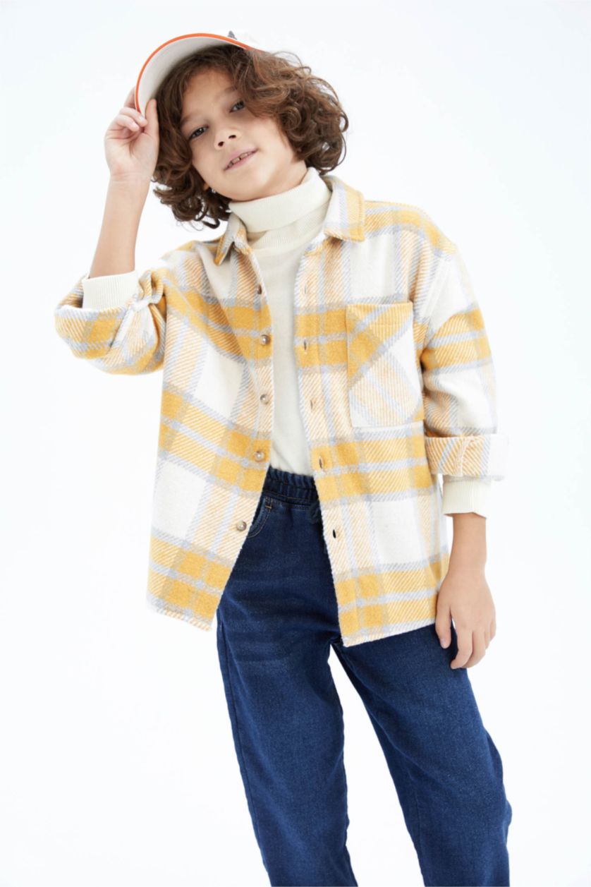 GARÇONS Beige Chemises à manches longues Flanelle Col Polo Garçon