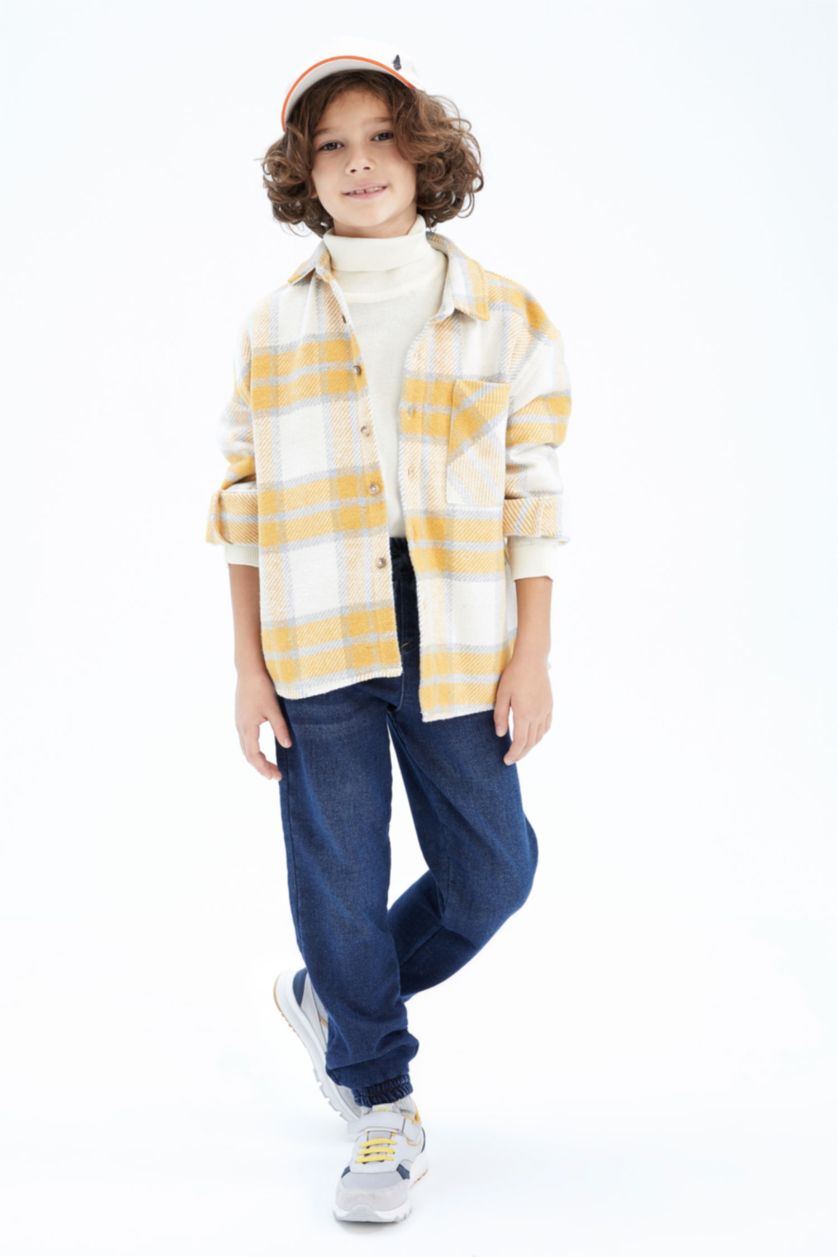 GARÇONS Beige Chemises à manches longues Flanelle Col Polo Garçon