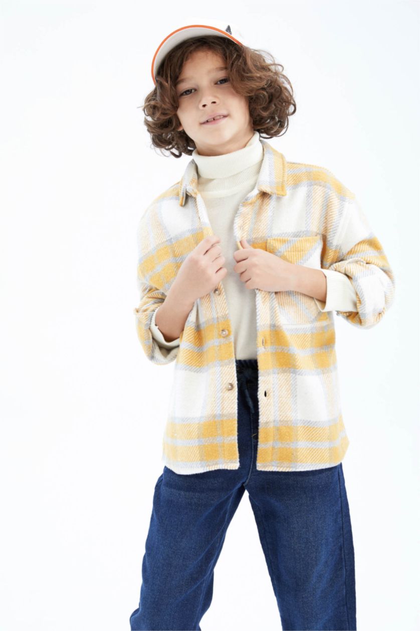 GARÇONS Beige Chemises à manches longues Flanelle Col Polo Garçon