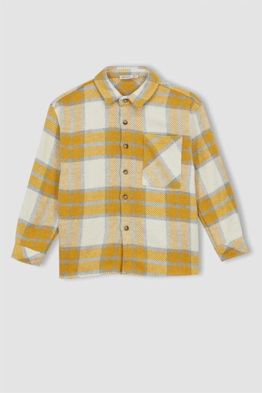 GARÇONS Beige Chemises à manches longues Flanelle Col Polo Garçon