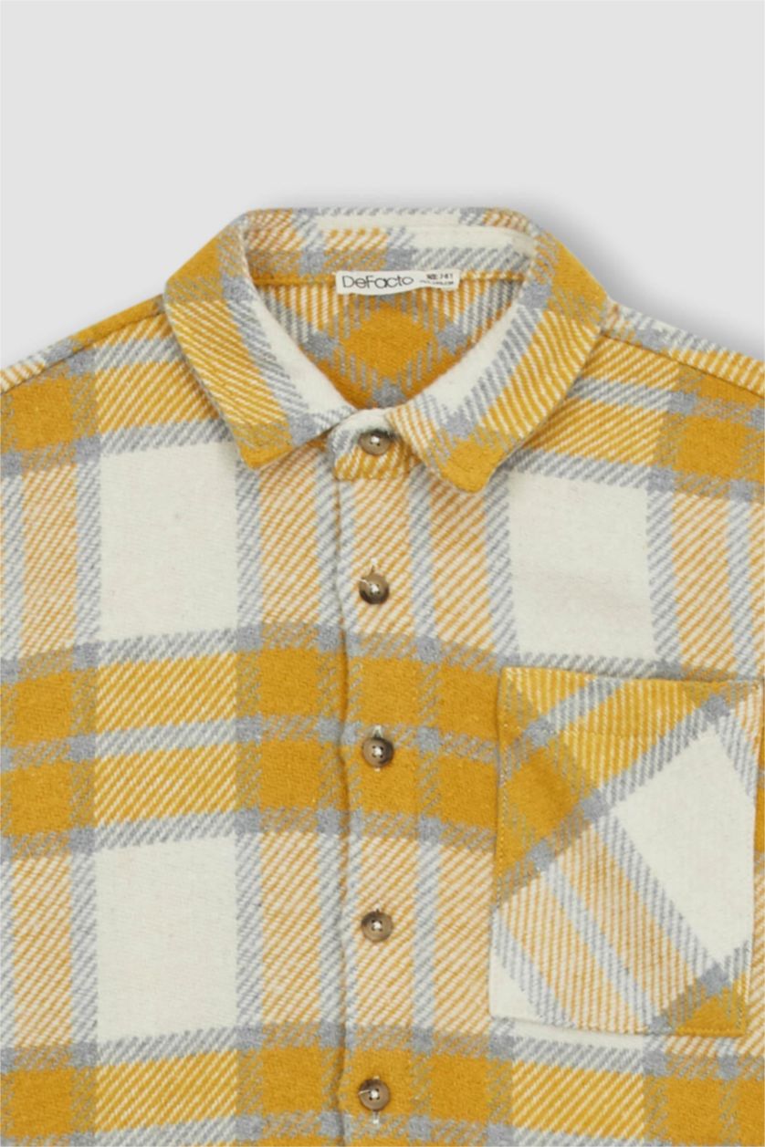 GARÇONS Beige Chemises à manches longues Flanelle Col Polo Garçon